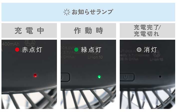 【2025年モデル】エレコム ハンディファン クリップタイプ　お知らせランプ