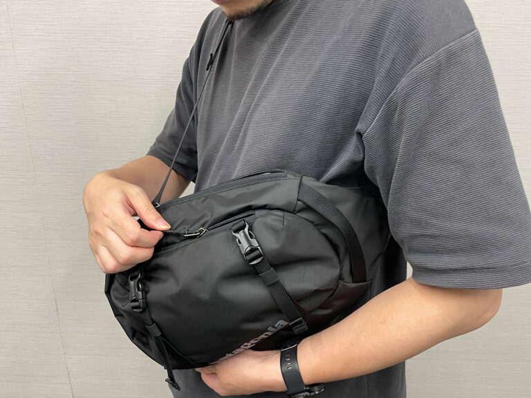 Patagonia アトムスリング ブラック スリングバッグ これ買ってよかった！」パタゴニアアトムスリングの実用性に