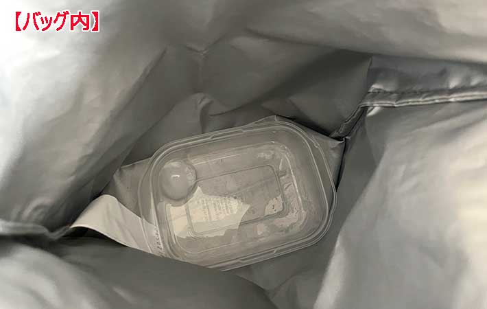 バッグ内で溶け残った丸氷
