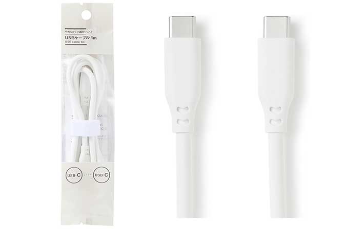 無印良品『やわらかくて絡まりにくいUSBケーブル1m USB-C/USB-C』