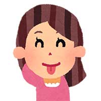 笑顔で下を出す女性のイラスト