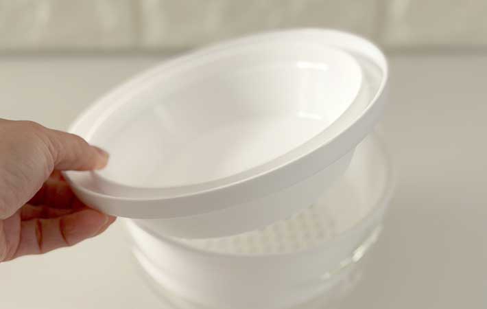 ハリオ『ガラスのレンジ蒸し器』コンパクトに収納できる