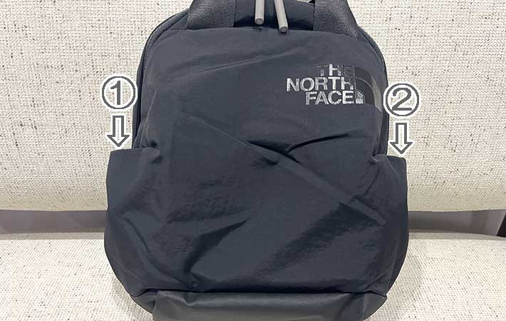 『ネバーストップミニバックパック』両サイドのオープンポケット