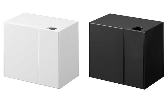 山崎実業『ウォール流せるトイレブラシ＆替えブラシホルダー』ホワイト＆ブラック