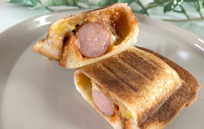 『レンジグリル ホットサンドメーカー』完成したホットサンド