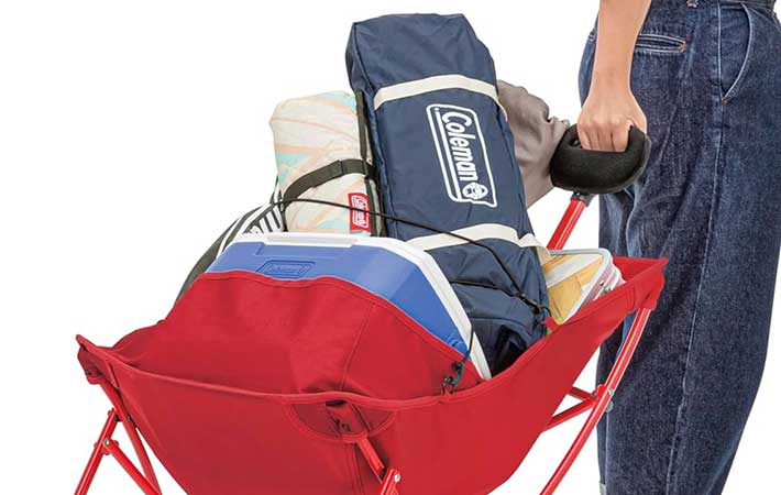コールマン『ワンマイルチェア』ラバーバンドで荷物を固定