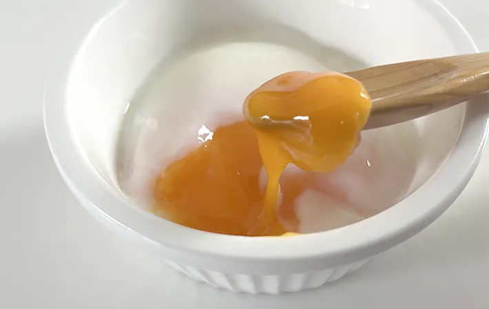 でき上がった温泉たまご